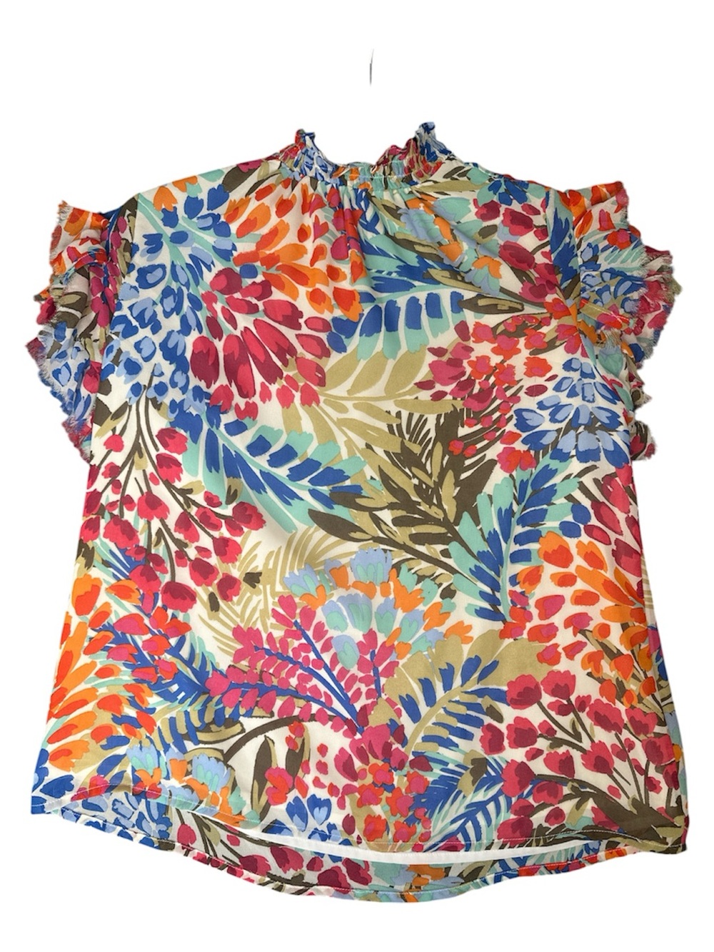 Women's Small Sugarlips Multi-Color Floral Print Short Sleeve Top Boho
